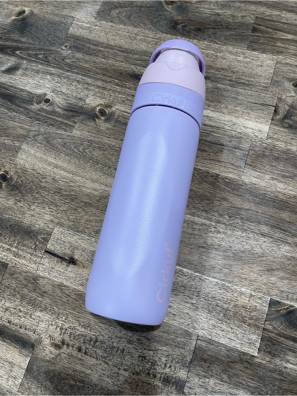 Cirkul 22oz Purple Insulated Stainless Steel Water Bottle Flip Lid